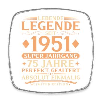 Year of manufacture 1951 Super vintage 75th birthday - Square fridge magnet - white - Front