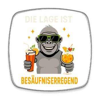 Party gorilla cocktail, location drunkenness - Square fridge magnet - white - Front