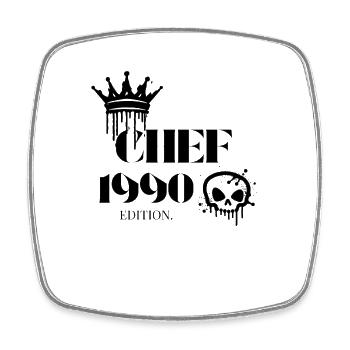 Chef Edition 1990 Lustiges 35 Geburtstag Design - Viereckiger Kühlschrankmagnet - Weiß - Vorne