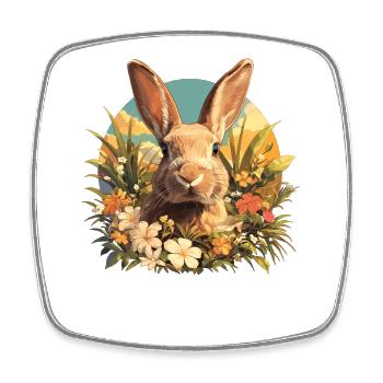Hasen Hase - Viereckiger Kühlschrankmagnet - Weiß - Vorne
