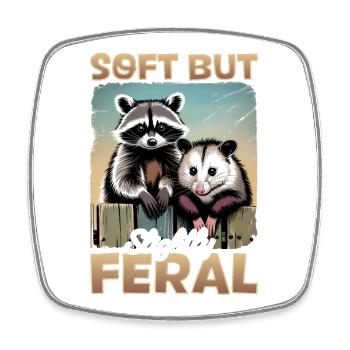 Funny Opossum and Raccoon - Viereckiger Kühlschrankmagnet - Weiß - Vorne