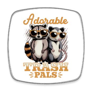 Funny Opossum and Raccoon - Viereckiger Kühlschrankmagnet - Weiß - Vorne