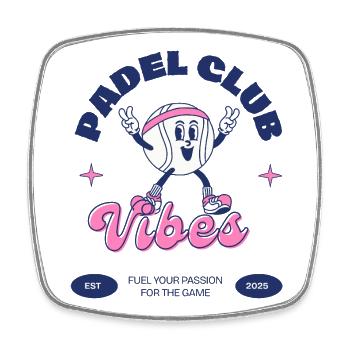 Padel Club Vibes - Viereckiger Kühlschrankmagnet - Weiß - Vorne