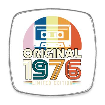 Birthday 1976 Original Vintage Gift Cassette - Square fridge magnet - white - Front