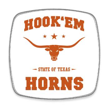 Hook’em Horns Texas Longhorns - Magnet carré - blanc - Devant