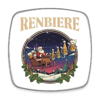 Renbier Weihnachtsbierzug Santa - Viereckiger Kühlschrankmagnet - Weiß - Vorne