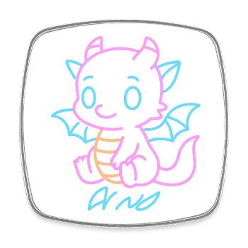 Neon Rainboat Dragon in Neon Lines - Square fridge magnet - white - Front