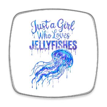 Only one girl loves jellyfish - Square fridge magnet - white - Front