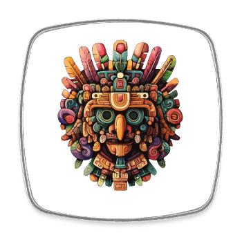 Bunte Aztekenmaske Farbexplosion - Viereckiger Kühlschrankmagnet - Weiß - Vorne