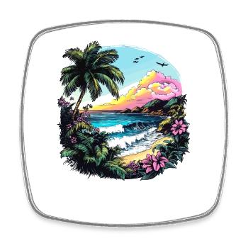 Tropical coast at sunset - Square fridge magnet - white - Front