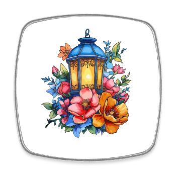 Flower lantern in the glow of the night - Square fridge magnet - white - Front
