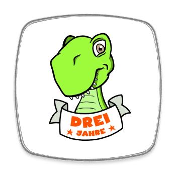 Wild dinosaur party hero for his 3rd birthday - Square fridge magnet - white - Front