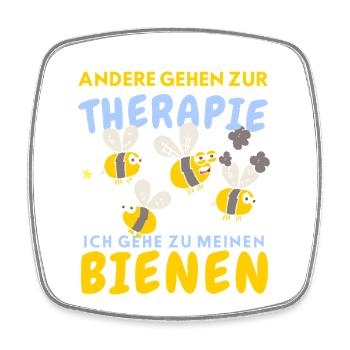 Lustiges Bienen Design mit Therapie-Spruch - Viereckiger Kühlschrankmagnet - Weiß - Vorne