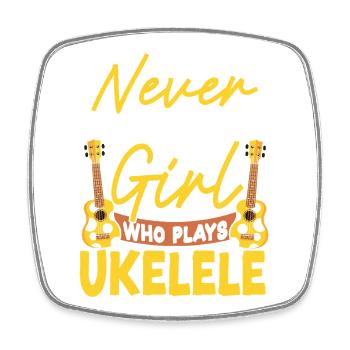 Hawaiian Ukulele Uke Girl Never - Square fridge magnet - white - Front