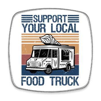 Costume de food truck pour hommes, femmes, enfants food truck - Magnet carré - blanc - Devant