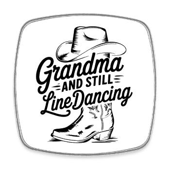 Line Dance Oma – Lustiges Western Design - Viereckiger Kühlschrankmagnet - Weiß - Vorne