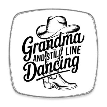 Grand-mère Cool Line Dance – Design western pour grand-mère - Magnet carré - blanc - Devant