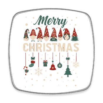 Joyeux Noël Guirlande de Nains - Magnet carré - blanc - Devant