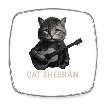 Un musicien chat à la guitare - Magnet carré - blanc - Devant