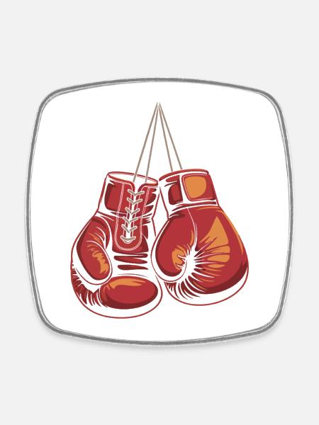 Illustration des gants de boxe rouges - Magnet carré - blanc
