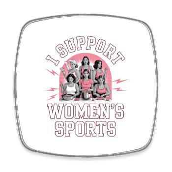 Je soutiens le bootleg inportable du sport féminin - Magnet carré - blanc - Devant