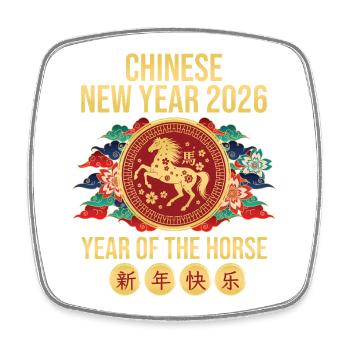 Chinese New Year 2026 Year Of Horse Chinese Zodiac - Square fridge magnet - white - Front