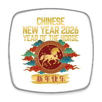 Chinese New Year 2026 Year Of Horse Lunar - Square fridge magnet - white - Front