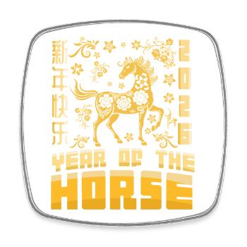 Year Of Horse Chinese Zodiac Lunar New Year 2026 - Square fridge magnet - white - Front