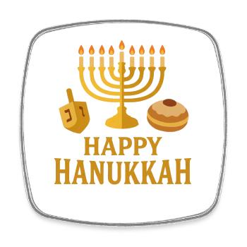 Goldene Menorah Happy Hanukkah - Viereckiger Kühlschrankmagnet - Weiß - Vorne