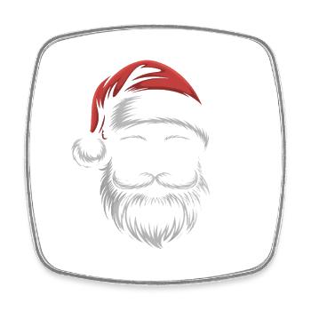 Santa mit Brille und Bart - Viereckiger Kühlschrankmagnet - Weiß - Vorne