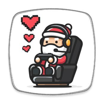 Gamer Santa Pixel Art Weihnachten Zocken - Viereckiger Kühlschrankmagnet - Weiß - Vorne