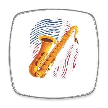 American saxophone player Saxophonist - Square fridge magnet - white - Front