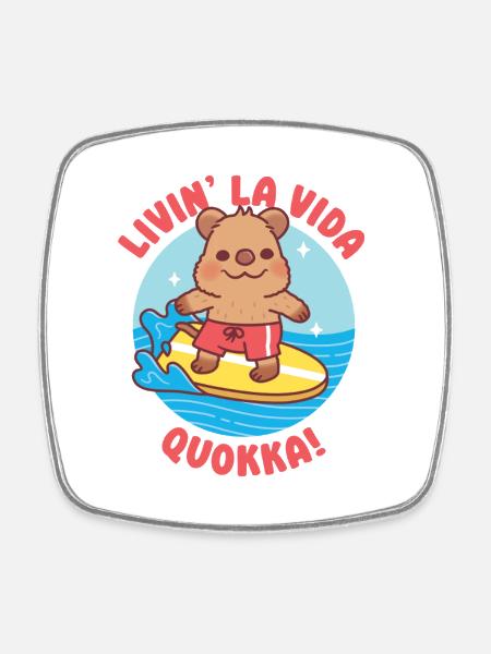 Quokka de surf mignon, Liven, La vida, quokka, drôle - Magnet carré - blanc