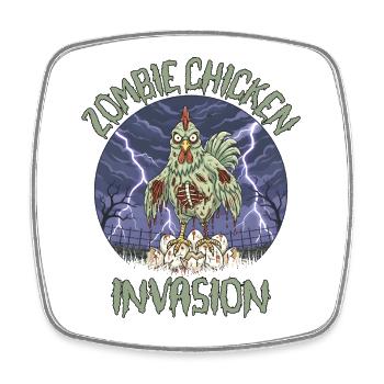 Zombie Chicken Invasion - Viereckiger Kühlschrankmagnet - Weiß - Vorne
