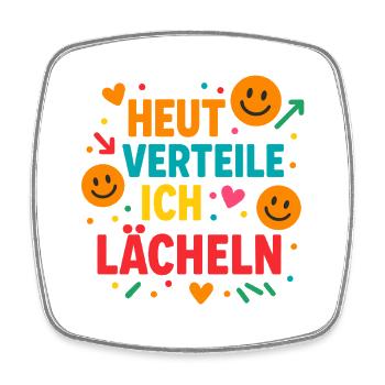 Lächeln Gute Laune, fröhliches Spruchshirt - Viereckiger Kühlschrankmagnet - Weiß - Vorne