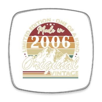 2006 Vintage Retro Birthday Gift - Square fridge magnet - white - Front
