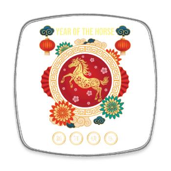 Chinesisches Tierkreis Chinesisches Neujahr des Pferdes - Viereckiger Kühlschrankmagnet - Weiß - Vorne