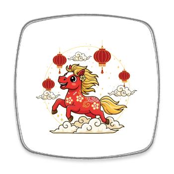 Jahr des Pferdes Chinesischer Tierkreis Chinesisches Neujahr 2026 - Viereckiger Kühlschrankmagnet - Weiß - Vorne