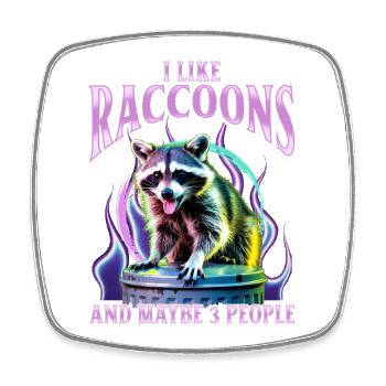 Funny Raccoon - Viereckiger Kühlschrankmagnet - Weiß - Vorne