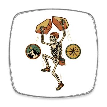 Skeleton Climber Adventure Mountains Kompass - Viereckiger Kühlschrankmagnet - Weiß - Vorne