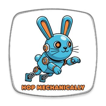 Blauer Mechanischer Hoppbunny - Viereckiger Kühlschrankmagnet - Weiß - Vorne