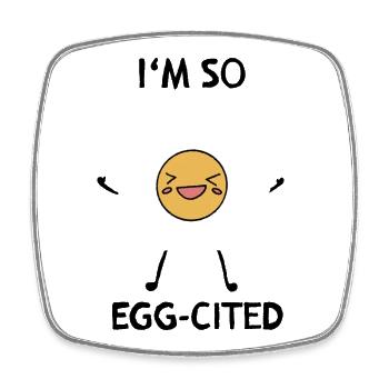 Egg-cited Frühstücksfreude - Viereckiger Kühlschrankmagnet - Weiß - Vorne
