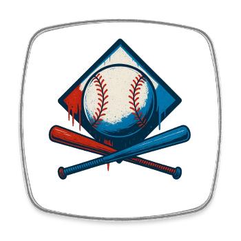 Baseball Street Style Ball und Schläger - Viereckiger Kühlschrankmagnet - Weiß - Vorne