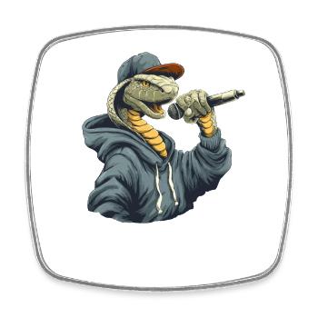 Rapper-Schlange im Hoodie - Viereckiger Kühlschrankmagnet - Weiß - Vorne
