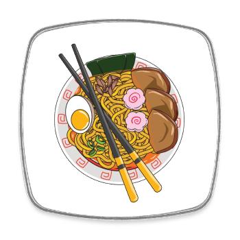 Japanese Ramen Noodle Bowl Pork Anime Foodie Gift - Square fridge magnet - white - Front
