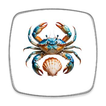Colorful crabs illustration with seashell - Square fridge magnet - white - Front