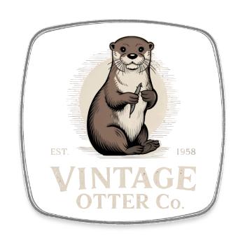 Vintage Otter - Square fridge magnet - white - Front