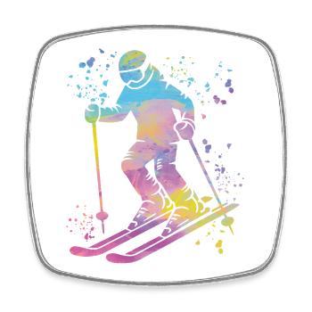 Alpin Ski Wintersport Nordischer Skilauf - Viereckiger Kühlschrankmagnet - Weiß - Vorne