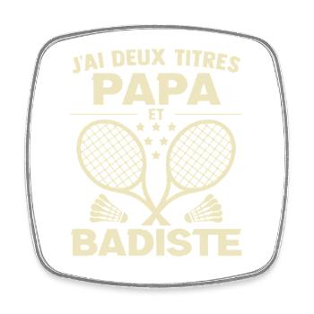 Papa Badminton-Geschenk Geburtstag zum Vatertag - Viereckiger Kühlschrankmagnet - Weiß - Vorne