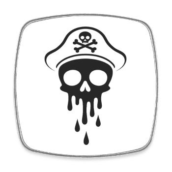 Melting Captain Skull Skull Captain Hat - Square fridge magnet - white - Front